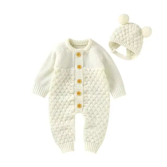 Comfy Knit Set - Romper, Beanie, Mittens & Booties