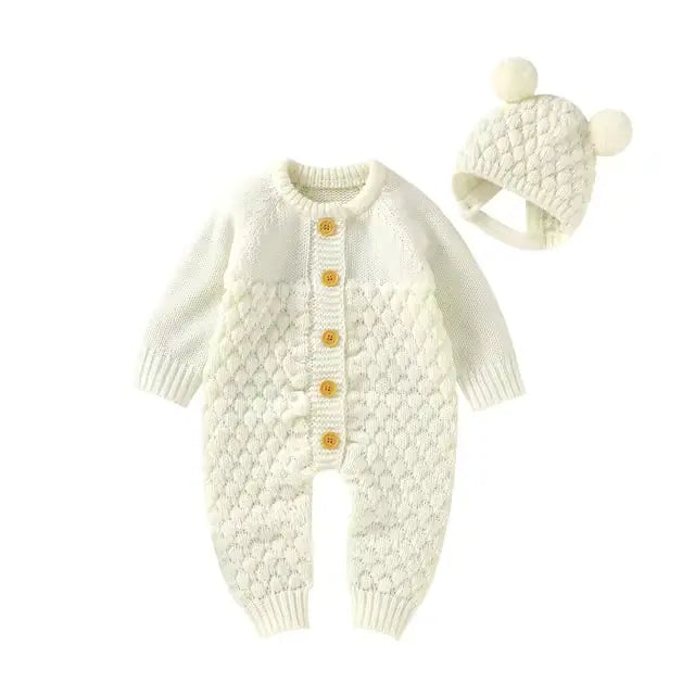 Comfy Knit Set - Romper, Beanie, Mittens & Booties