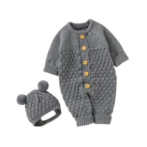Comfy Knit Set - Romper, Beanie, Mittens & Booties