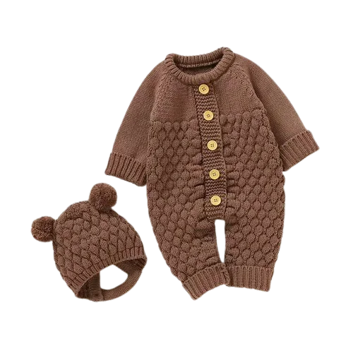 Comfy Knit Set - Romper, Beanie, Mittens & Booties