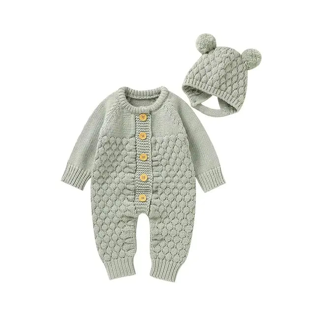 Comfy Knit Set - Romper, Beanie, Mittens & Booties
