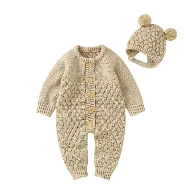 Comfy Knit Set - Romper, Beanie, Mittens & Booties