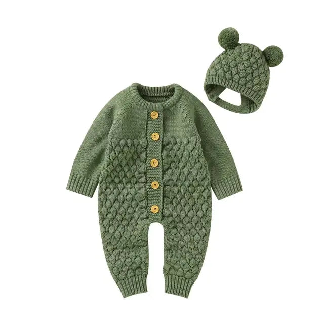 Comfy Knit Set - Romper, Beanie, Mittens & Booties