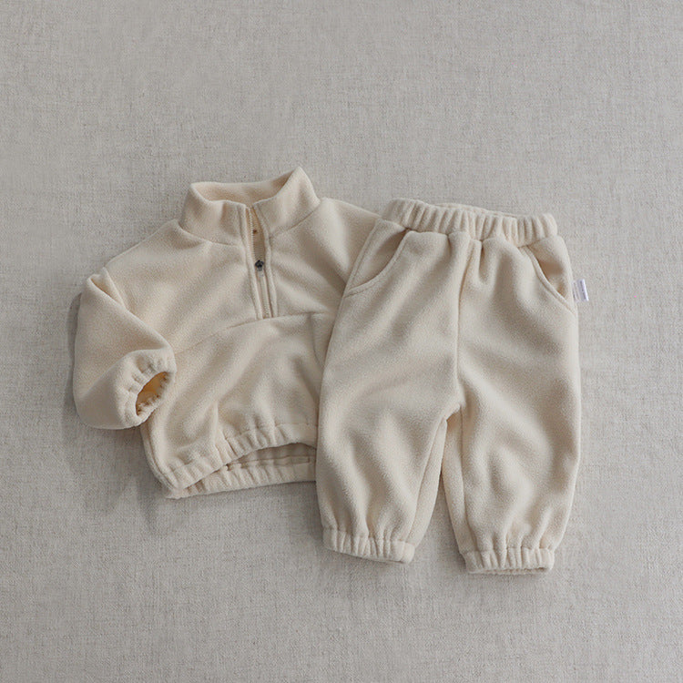 Fleece Collar Sweater Set
