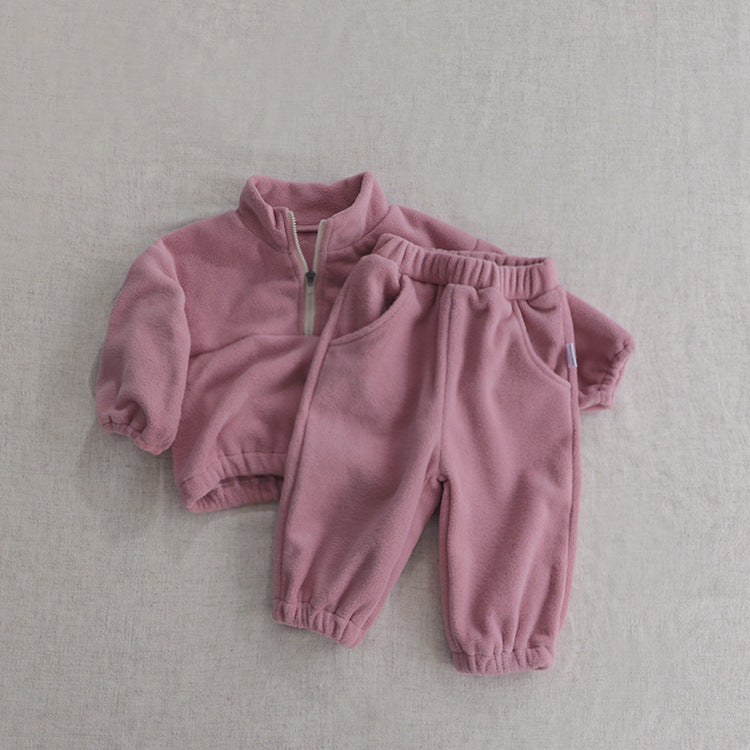 Fleece Collar Sweater Set