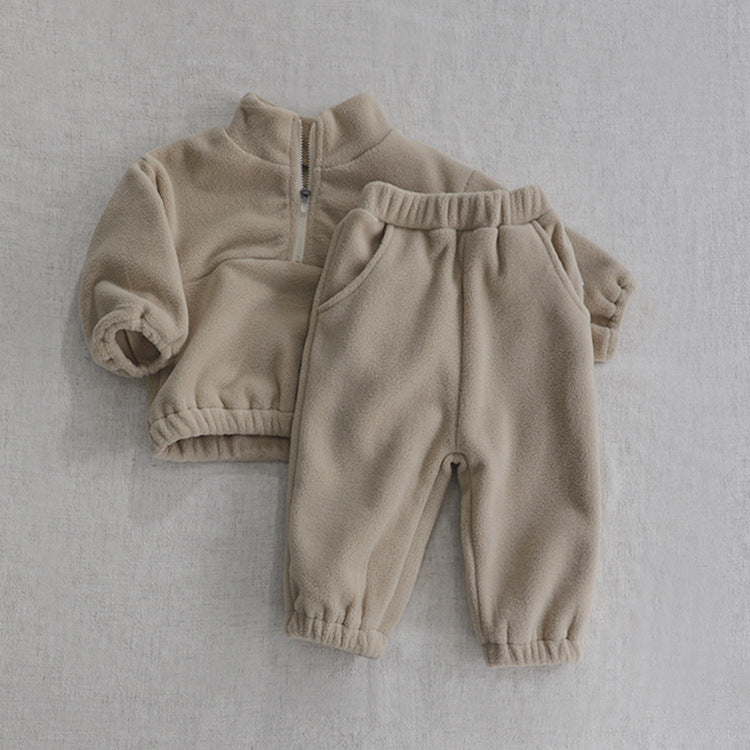 Fleece Collar Sweater Set