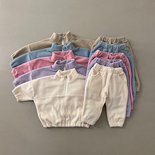 Fleece Collar Sweater Set