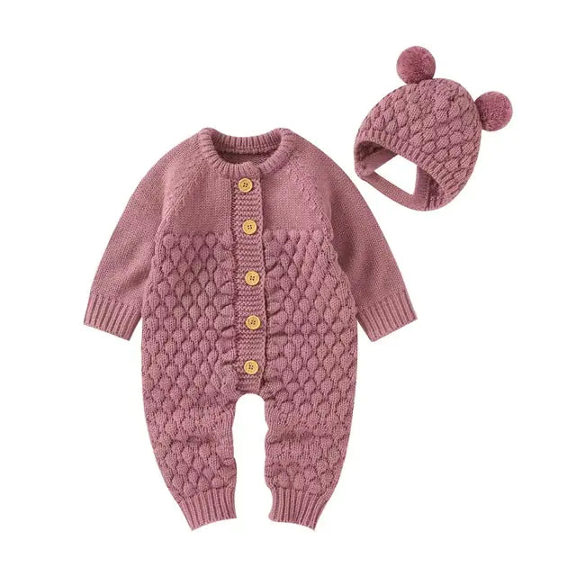 Comfy Knit Set - Romper, Beanie, Mittens & Booties
